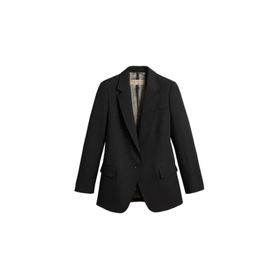 Shop Burberry Slim Fit Topstitch Detail Wool Tailored Jacket