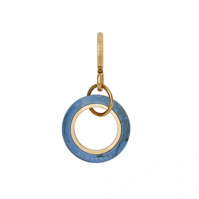 Shop Burberry Marbled Resin Detail Grommet Key Charm In Lght Gold/ Rbn Blue