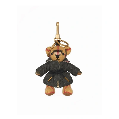 Shop Burberry Thomas Bear Charm In Quilted Jacket In Antique Yellow