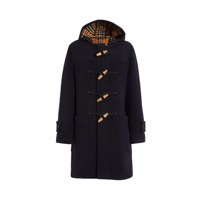 Vintage check detail wool blend hooded duffle best sale coat