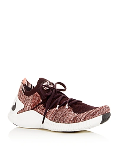 Shop Nike Women's Free Tr 3 Flyknit Low-top Sneakers In Burgundy Ash/burgundy/pueblo Brown