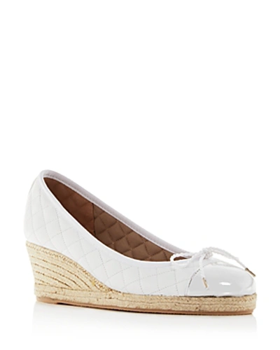 Shop Paul Mayer Women's Just Quilted Espadrille Wedge Pumps In White/silver