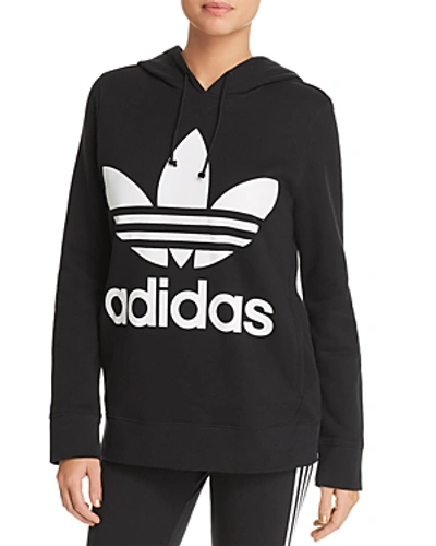 Shop Adidas Originals Oversize Trefoil Hoodie In Black