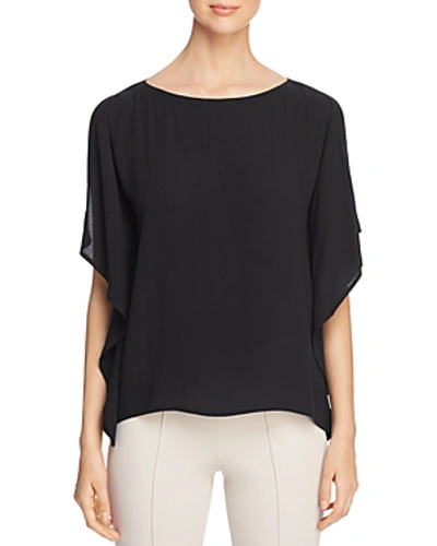 Shop Eileen Fisher Silk Split-sleeve Top In Black