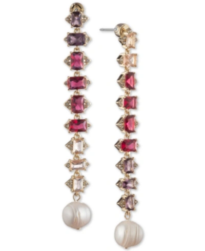 Shop Carolee Crystal & Freshwater Pearl (12mm) Linear Drop Earrings In Pink