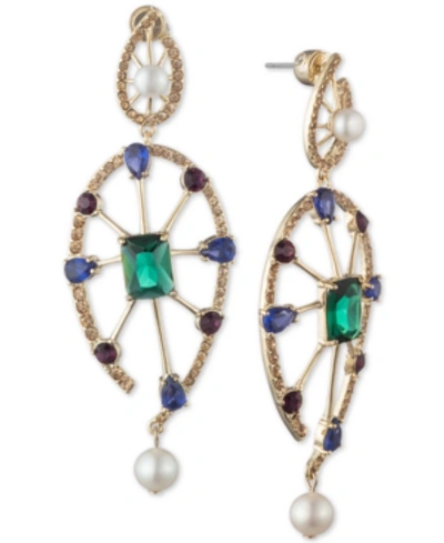 Shop Carolee Gold-tone Multi-crystal & Freshwater Pearl (5-8mm) Statement Earrings