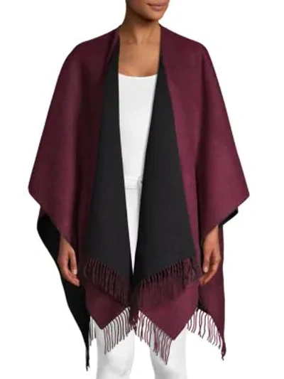 Shop Amicale Double-faced Merino Wool Ruana In Burgundy