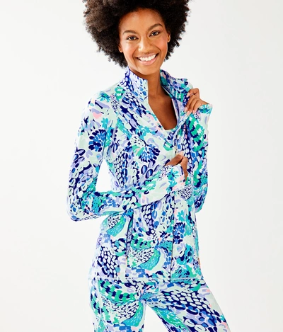 Shop Lilly Pulitzer Luxletic Serena Zip-up In Maldives Green Hype It Up