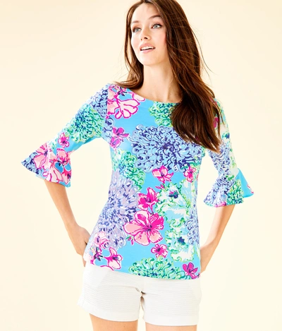 Shop Lilly Pulitzer Fontaine Bell Sleeve Top In Multi Flowers And Friends