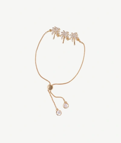 Shop Lilly Pulitzer Sparkling Palm Trees Pull-tie Bracelet In Gold Metallic