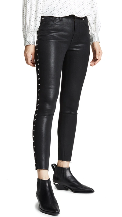 Shop 7 For All Mankind Studded Ankle Skinny Jeans In Black