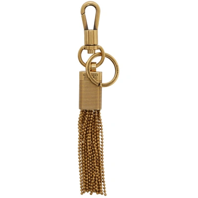 Shop Givenchy Gold Gv3 Tassel Keychain In 966 Gold