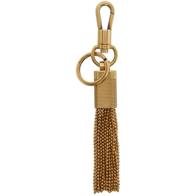 Shop Givenchy Gold Gv3 Tassel Keychain In 966 Gold