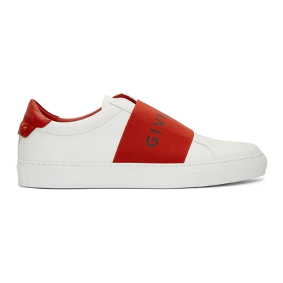 Shop Givenchy White And Red Strap Urban Knots Sneakers In 112 Red