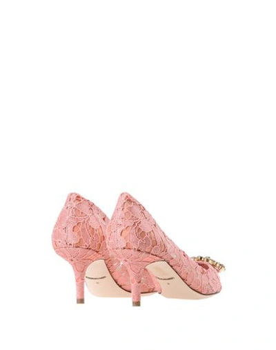 Shop Dolce & Gabbana Woman Pumps Pink Size 9.5 Cotton, Viscose, Silk, Pa