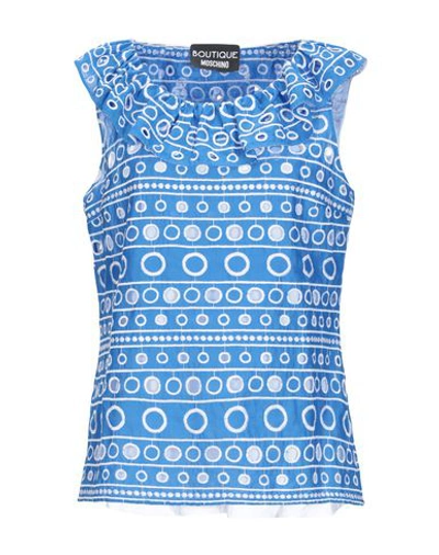 Shop Boutique Moschino Tops In Blue