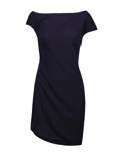 Shop Halston Short Dresses In Dark Blue