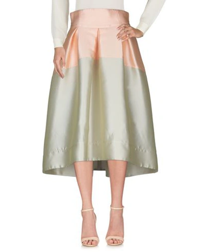 Shop Io Couture Midi Skirts In Salmon Pink