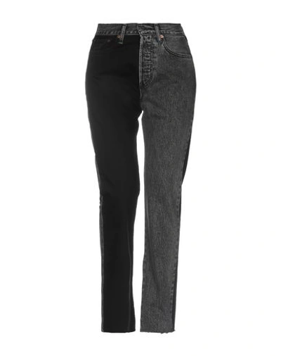 Shop Vetements X Levi's Woman Jeans Steel Grey Size 26w-34l Cotton, Bovine Leather