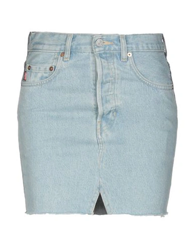 Shop Vetements X Levi's Woman Denim Skirt Blue Size M Cotton, Bovine Leather