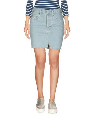 Shop Vetements X Levi's Woman Denim Skirt Blue Size M Cotton, Bovine Leather