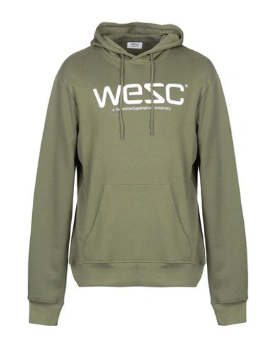 Shop Wesc Hooded Sweatshirt In Military Green