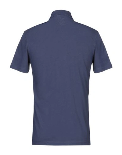 Shop Aspesi Man Polo Shirt Slate Blue Size S Cotton