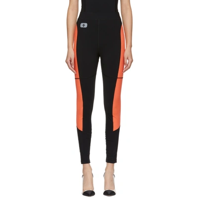 Shop Alexander Wang T Alexanderwang.t Black And Orange Swim Jersey Leggings In 938 Blk/pap