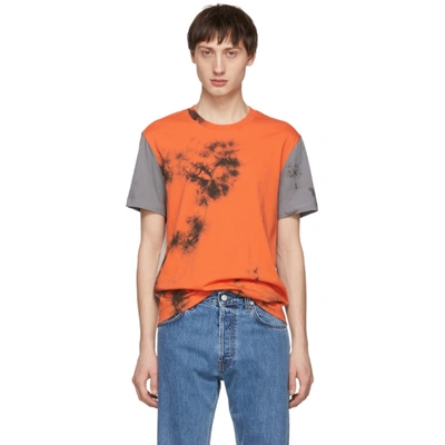 Shop Helmut Lang Grey And Orange 3 Combo T-shirt In Signal Mult