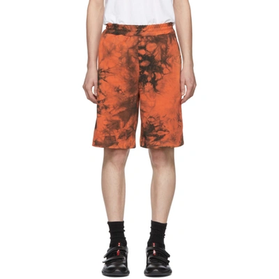 Shop Helmut Lang Orange And Grey Terry Shorts In Signal Mult