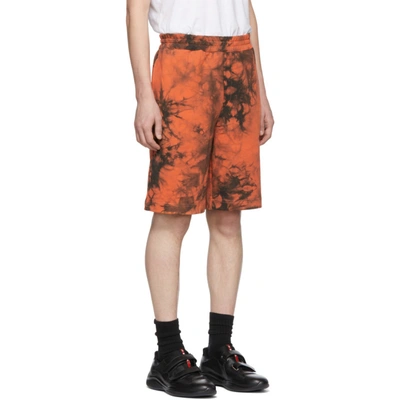 Shop Helmut Lang Orange And Grey Terry Shorts In Signal Mult