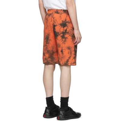 Shop Helmut Lang Orange And Grey Terry Shorts In Signal Mult