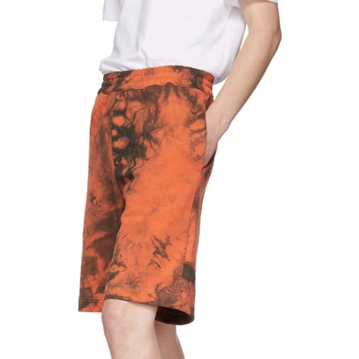 Shop Helmut Lang Orange And Grey Terry Shorts In Signal Mult