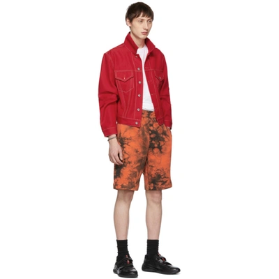 Shop Helmut Lang Orange And Grey Terry Shorts In Signal Mult