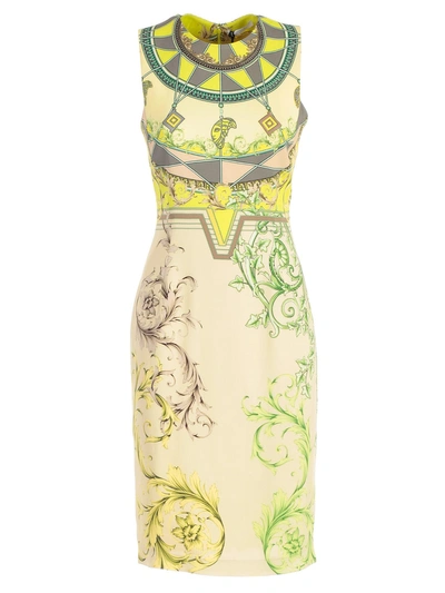 Shop Versace Printed Dress In Glime St