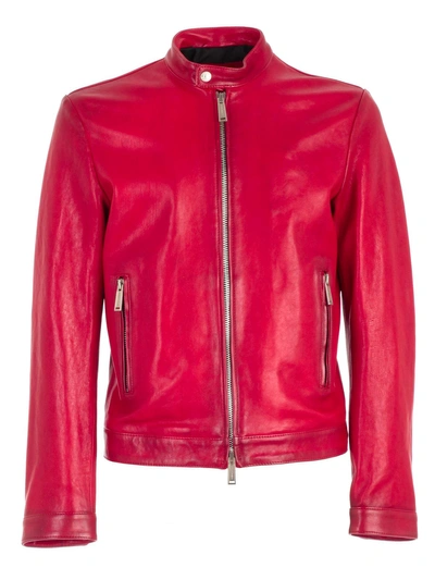 Shop Dsquared2 Classic Biker Jacket In Red