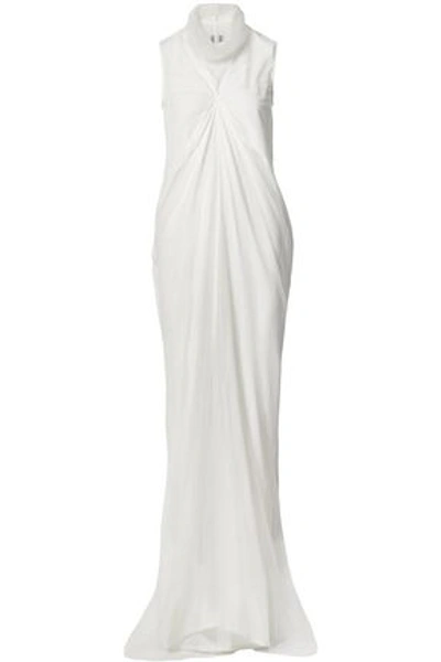 Shop Rick Owens Layered Silk Crepe De Chine And Tulle Gown In Off-white