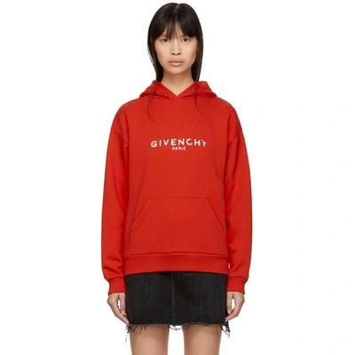 Shop Givenchy Red Paris Vintage Hoodie In 600 Red