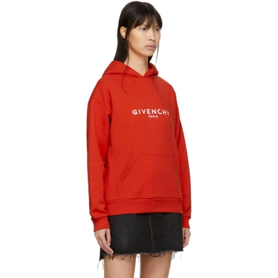 Shop Givenchy Red Paris Vintage Hoodie In 600 Red