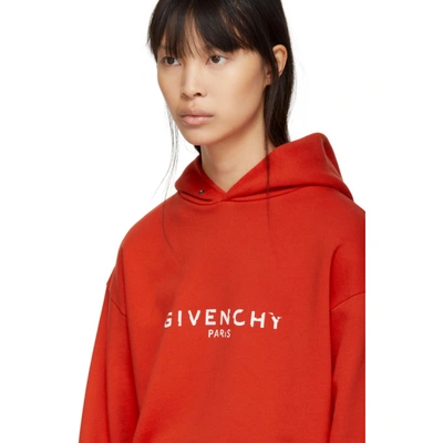 Shop Givenchy Red Paris Vintage Hoodie In 600 Red