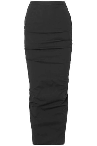 Shop Rick Owens Woman Cotton-blend Poplin Maxi Pencil Skirt Black