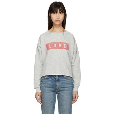 Shop Amo Grey Love Cut-off Sweatshirt In 052 H Grey