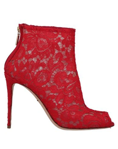 Dolce & Gabbana Ankle Boots In Red