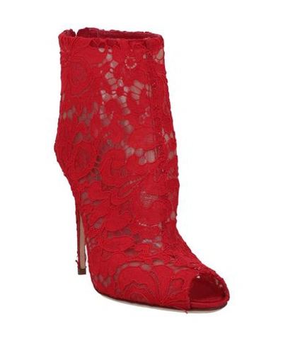 Shop Dolce & Gabbana Woman Ankle Boots Red Size 6 Viscose, Cotton, Polyamide