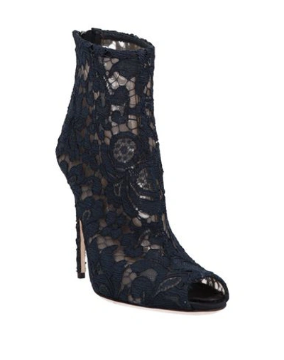 Shop Dolce & Gabbana Woman Ankle Boots Midnight Blue Size 7 Viscose, Cotton, Polyamide