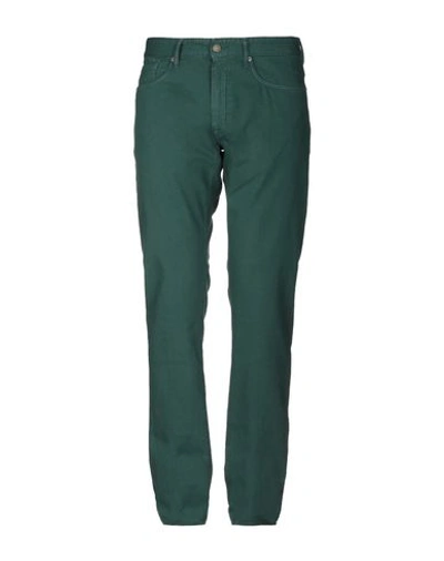 Shop Incotex Man Pants Dark Green Size 30 Cotton, Elastane