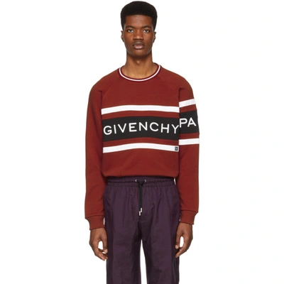 Shop Givenchy Red Panelled Logo Sweatshirt