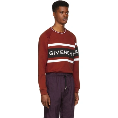 Shop Givenchy Red Panelled Logo Sweatshirt