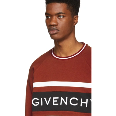 Shop Givenchy Red Panelled Logo Sweatshirt