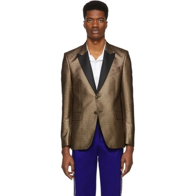 Shop Givenchy Gold And Black 4g Blazer